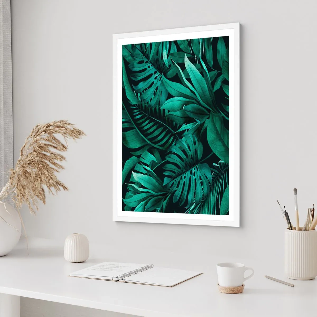 Affiche dans un cadre blanc - Poster - Profondeur du vert tropical - 30x40 cm
