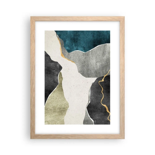 Affiche dans un chêne clair - Poster - Composition mosaïque avec un fil d'or - 30x40 cm