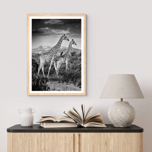 Affiche dans un chêne clair - Poster - Hautes sphères en Afrique - 70x100 cm