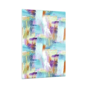Impression sur verre - Image sur verre - Abstraction colorée avec des coups de pinceau aux couleurs pastel et vibrantes. - 50x70cm - Labyrinthe reluisant - Décoration murale moderne pour le salon et la chambre ARTTOR