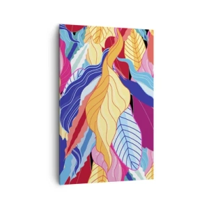Impression sur toile - Image sur toile - Des feuilles aux couleurs vives créent une composition dynamique - 80x120cm - Un désordre coloré - Décoration murale moderne pour le salon et la chambre ARTTOR