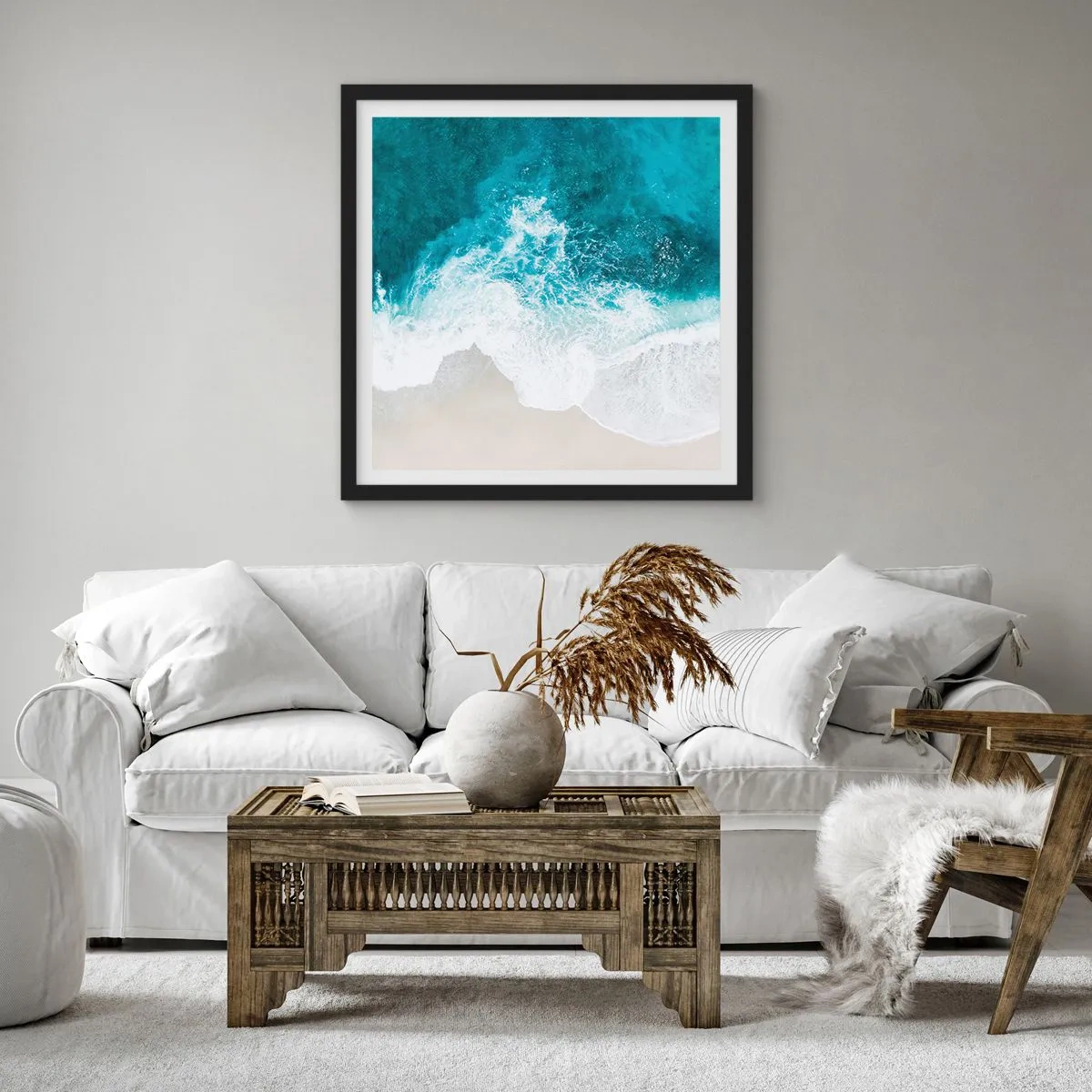 Affiche dans un cadre noir - Poster - Caresse naturelle - 40x40 cm