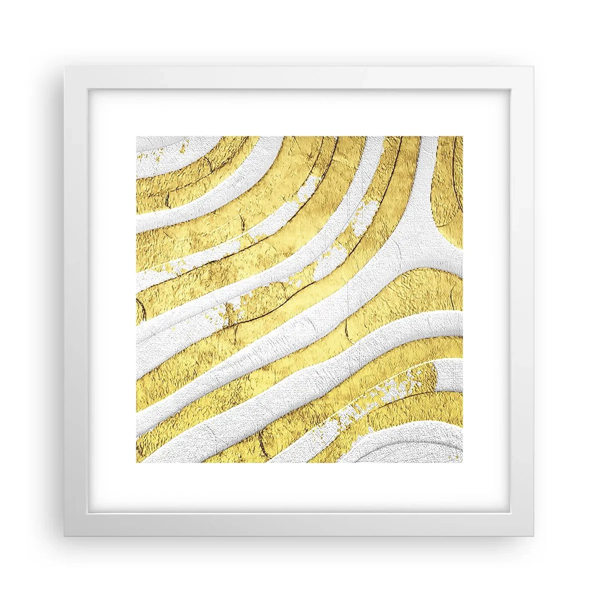 Affiche dans un cadre blanc - Poster - Composition en blanc et or - 30x30 cm