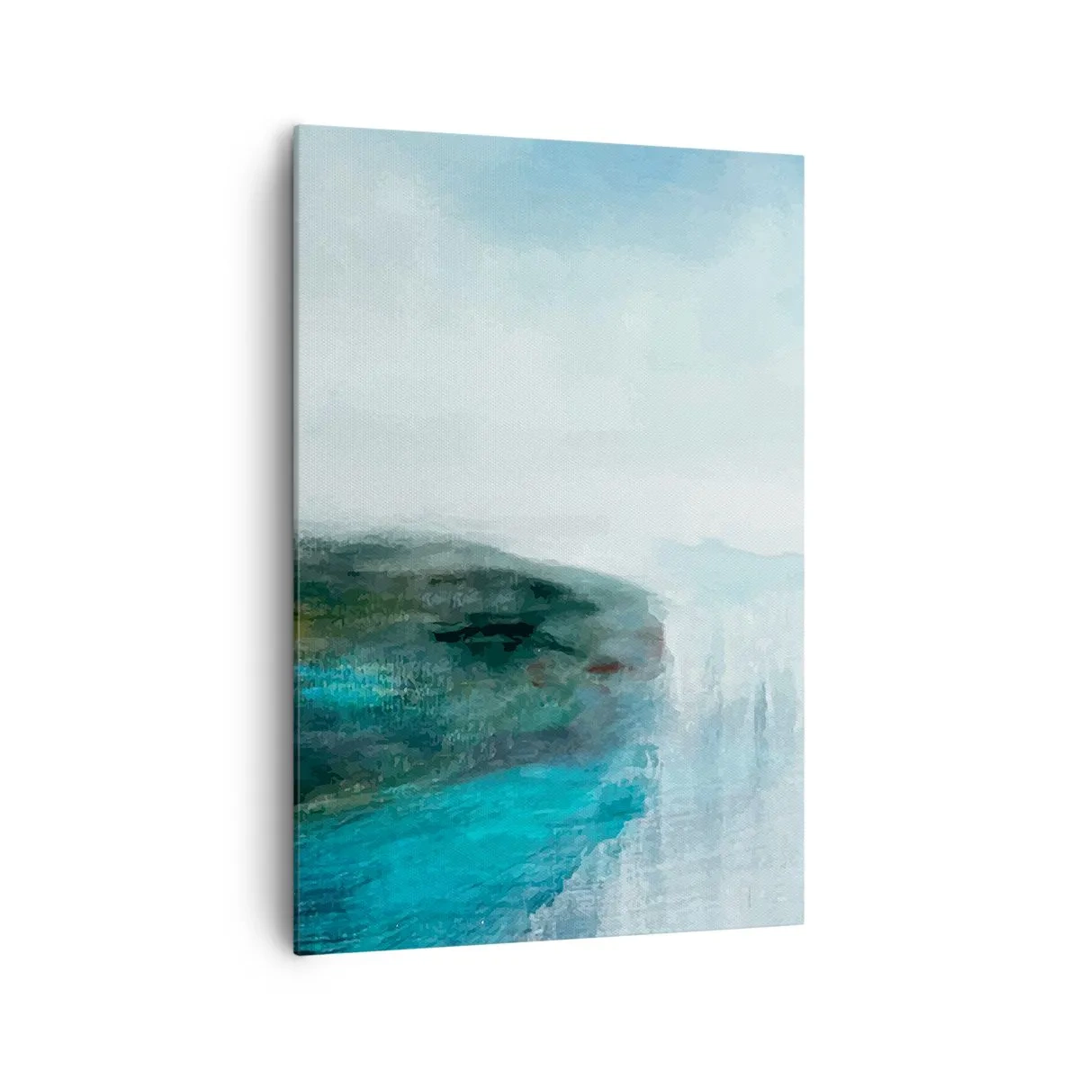 Impression sur toile - Image sur toile - Paysage abstrait dans les tons turquoise et gris - 70x100cm - Abstraction nautique - Décoration murale moderne pour le salon et la chambre ARTTOR