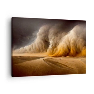 Impression sur toile - Image sur toile - Impressionnante tempête de sable dans le désert - 70x50cm - La colère du désert - Décoration murale moderne pour le salon et la chambre ARTTOR