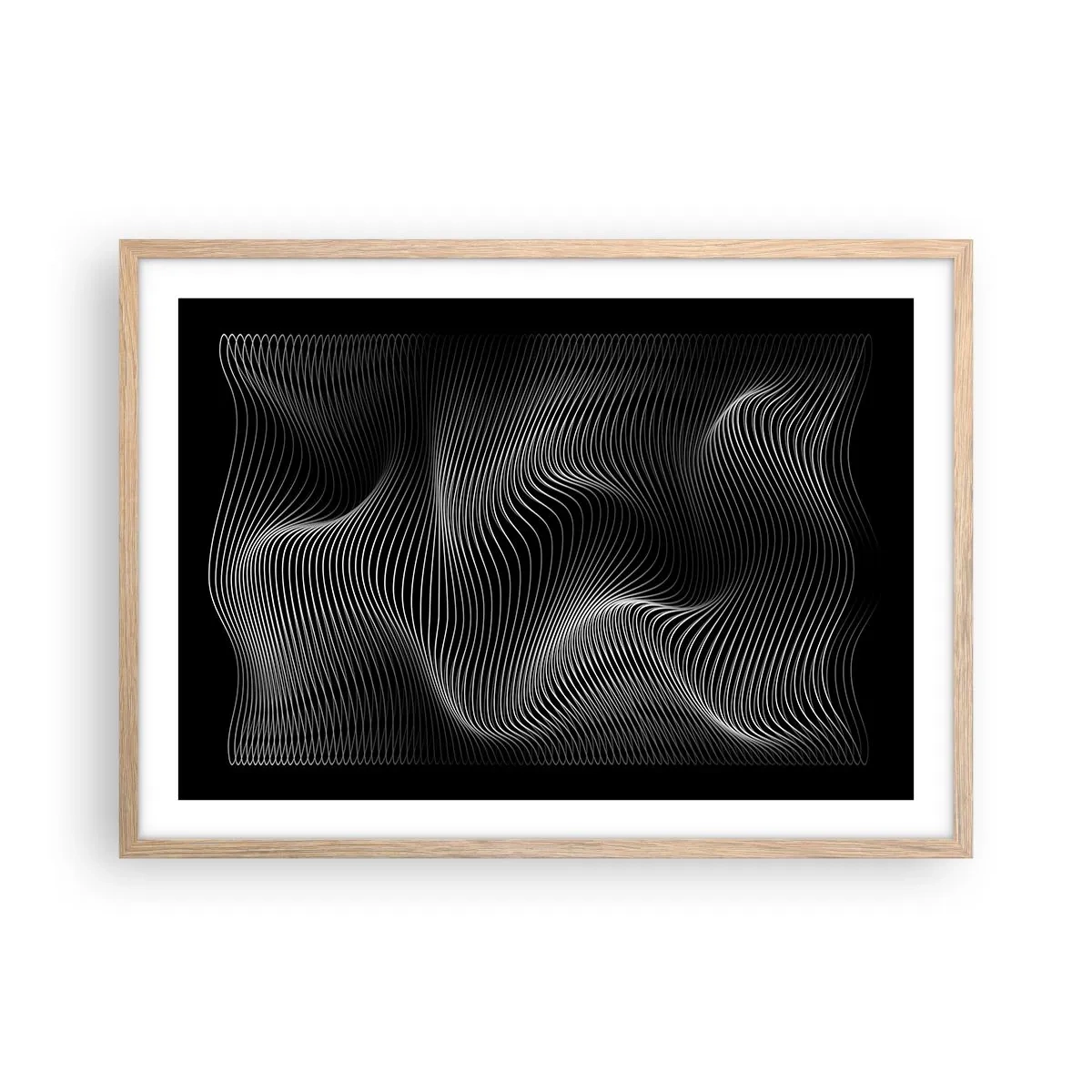 Affiche dans un chêne clair - Poster - Danse de lumière dans l'espace - 70x50 cm
