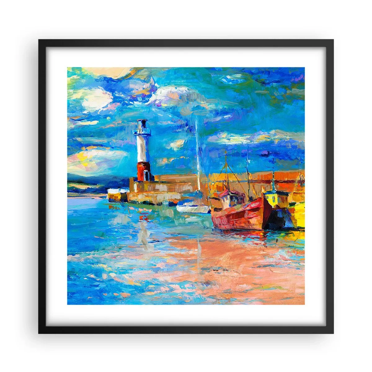 Affiche dans un cadre noir - Poster - Un après-midi dans la baie arc-en-ciel - 50x50 cm