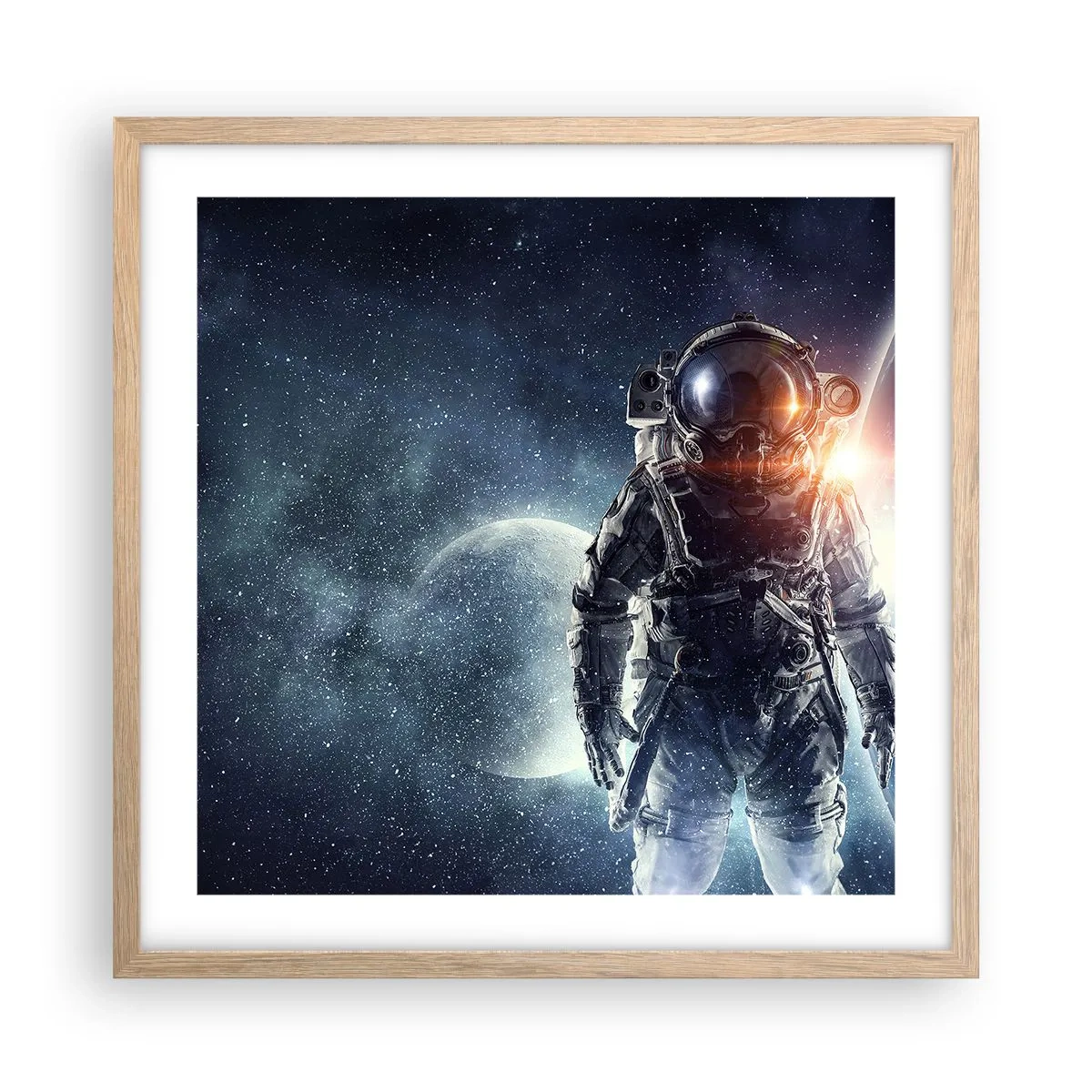 Affiche dans un chêne clair - Poster - Aventure spatiale - 50x50 cm