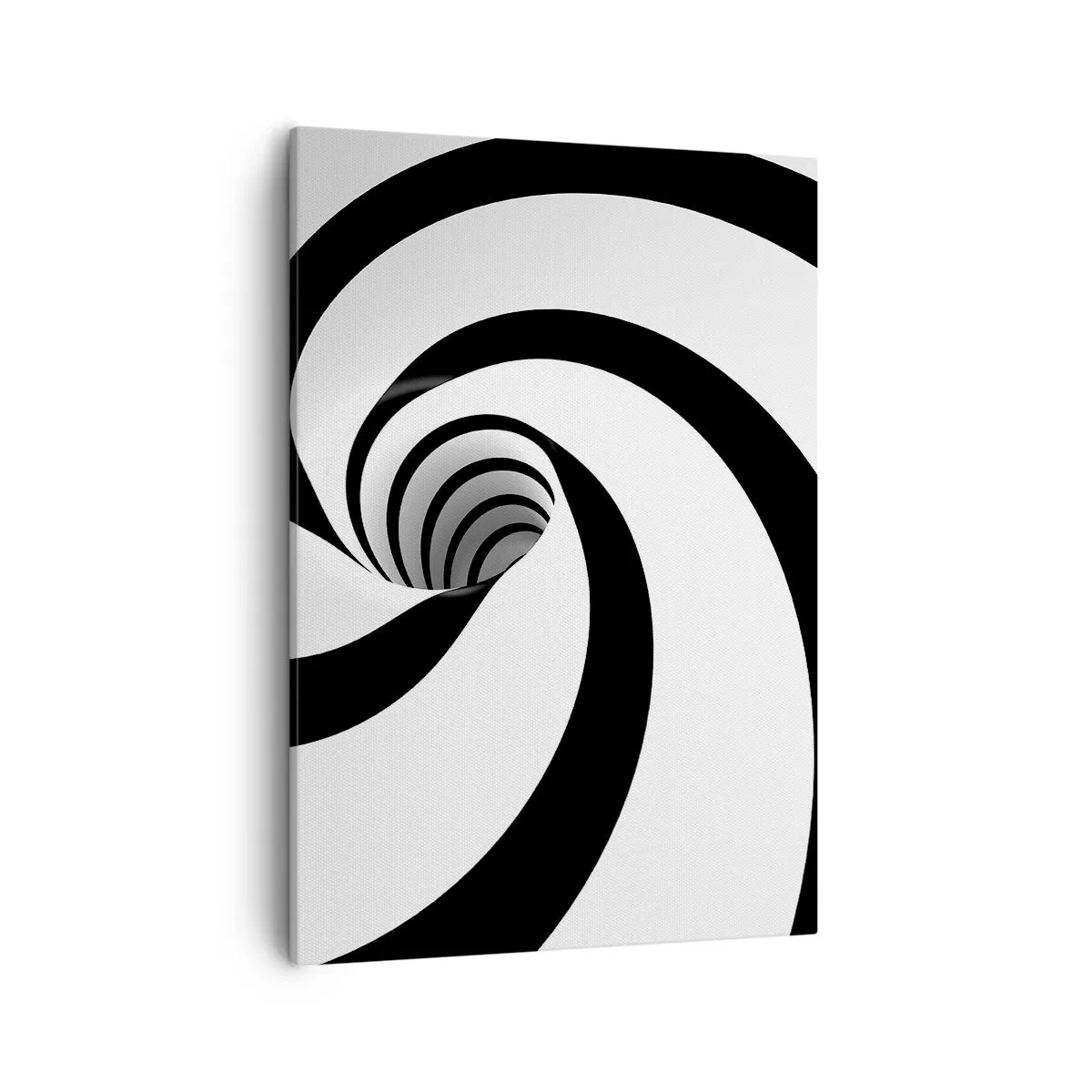 Impression sur toile - Image sur toile - Spirale abstraite noire et blanche avec un effet tourbillonnant - 50x70cm - Céder au vortex ? - Décoration murale moderne pour le salon et la chambre ARTTOR