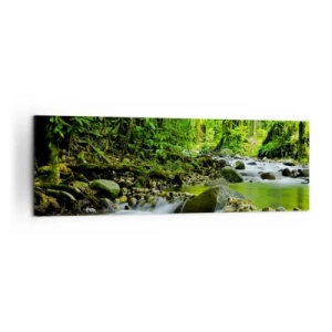 Impression sur toile - Image sur toile - Un ruisseau dans une forêt tropicale luxuriante - 160x50cm - Nager dans un océan de verdure - Décoration murale moderne pour le salon et la chambre ARTTOR