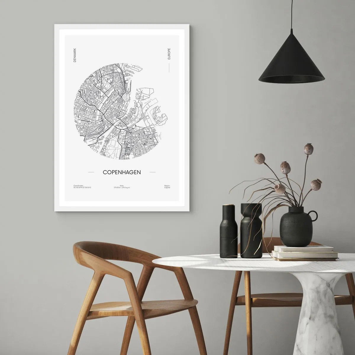 Affiche dans un cadre blanc - Poster - Anatomie de Copenhague - 70x100 cm