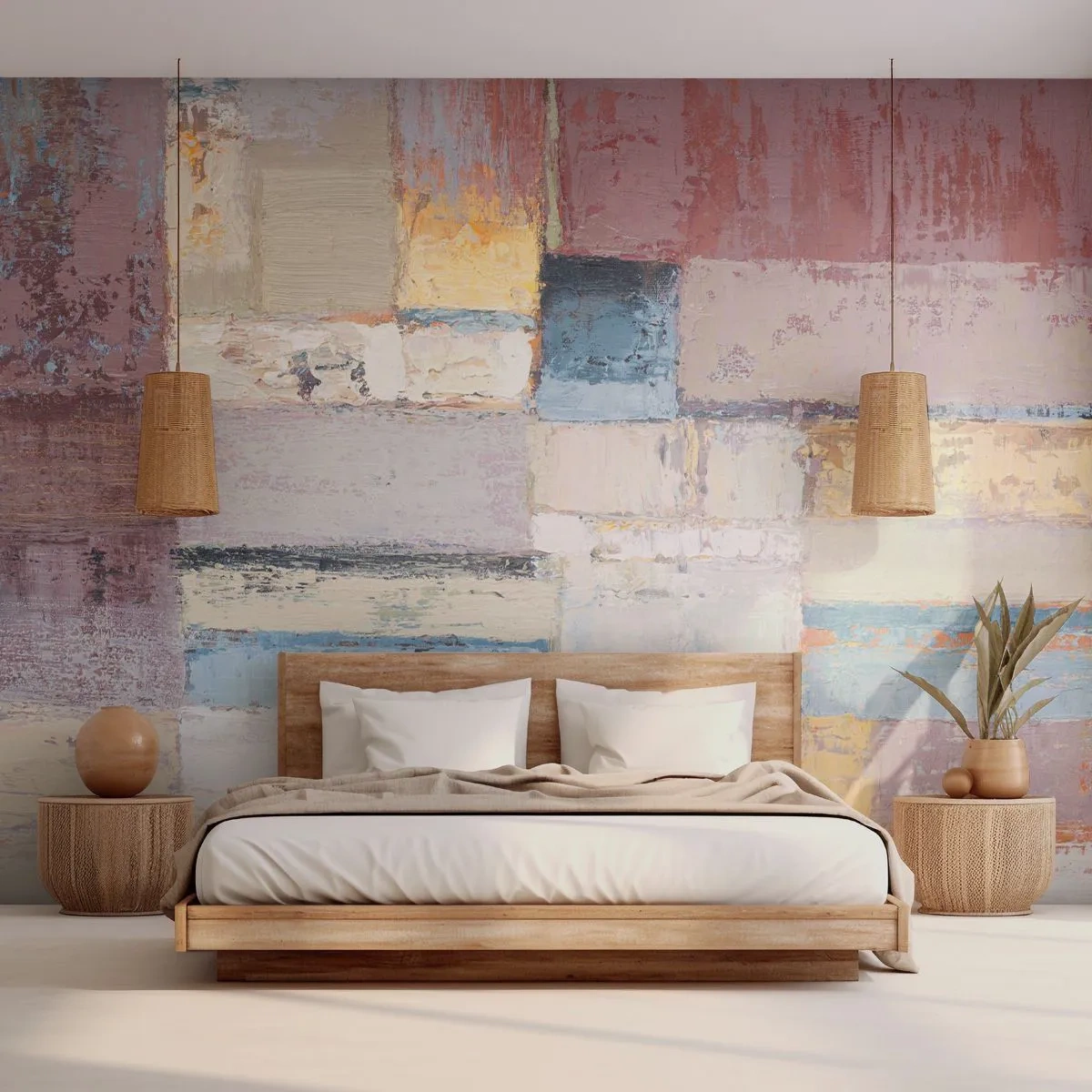 Papier Peint Photo Premium Sand - Abstraction géométrique aux couleurs tamisées - 100x70cm - Le calme de la géométrie - Décoration murale moderne pour le salon et la chambre ARTTOR