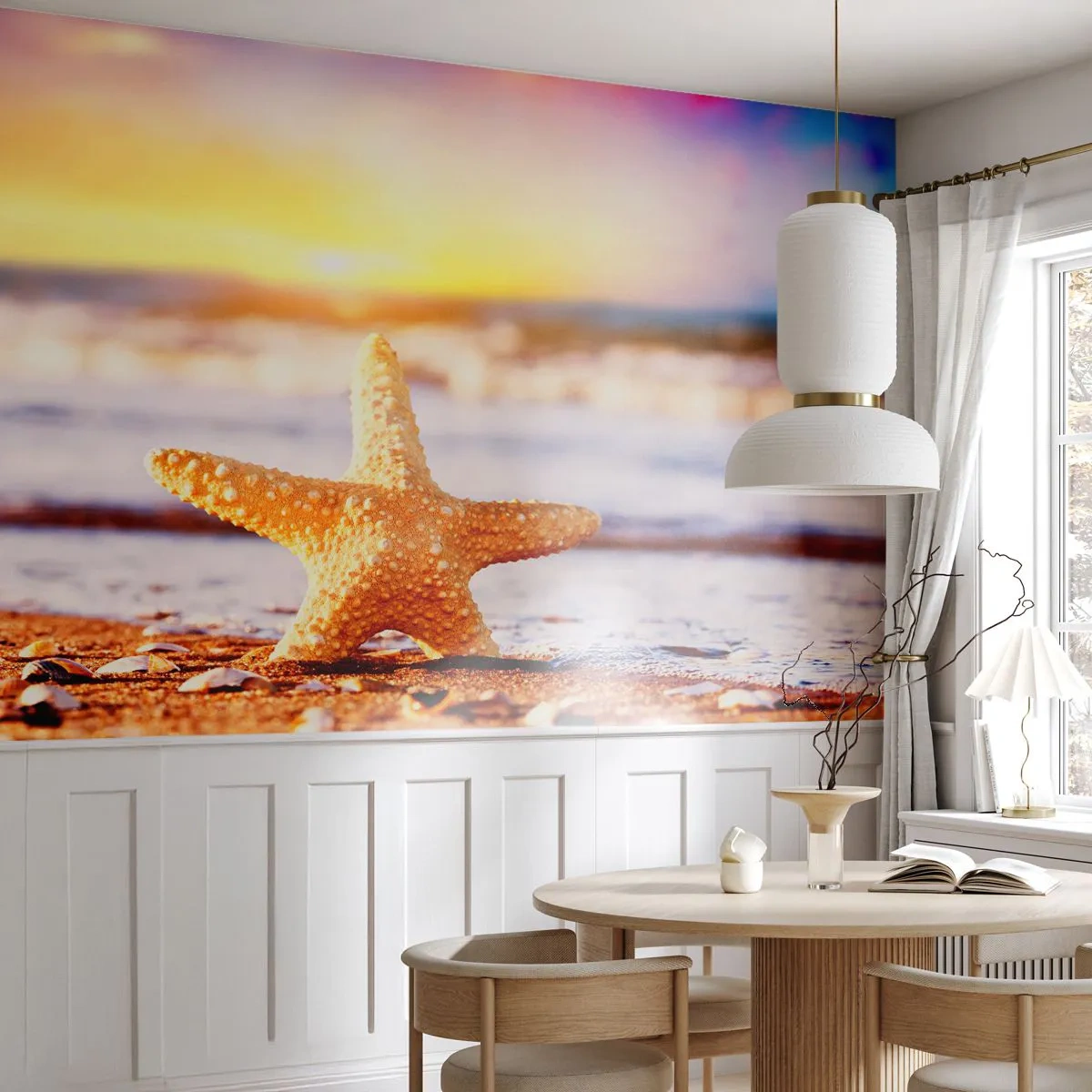 Papier Peint Photo Premium Canvas - Cadeau de la mer - Étoile de mer, Plage, Océan - 250x175 cm
