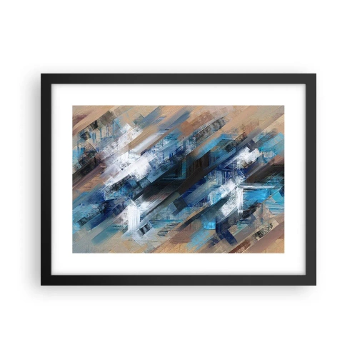 Affiche dans un cadre noir - Poster - Diagonale de bleus - 40x30 cm