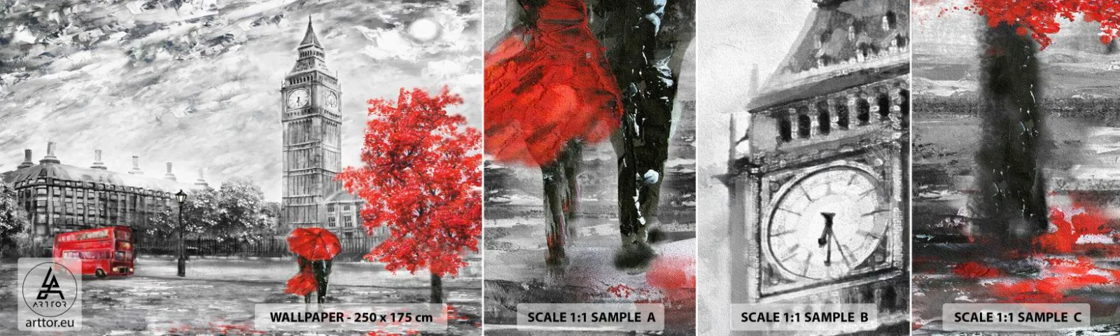 Échantillon De Papier Peint Standard Eco - Une journée passionnante - Ville, Londres, Architecture - 100x30 cm