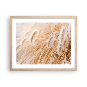 Affiche dans un chêne clair - Poster - Le bruissement doré de l'herbe - 50x40 cm