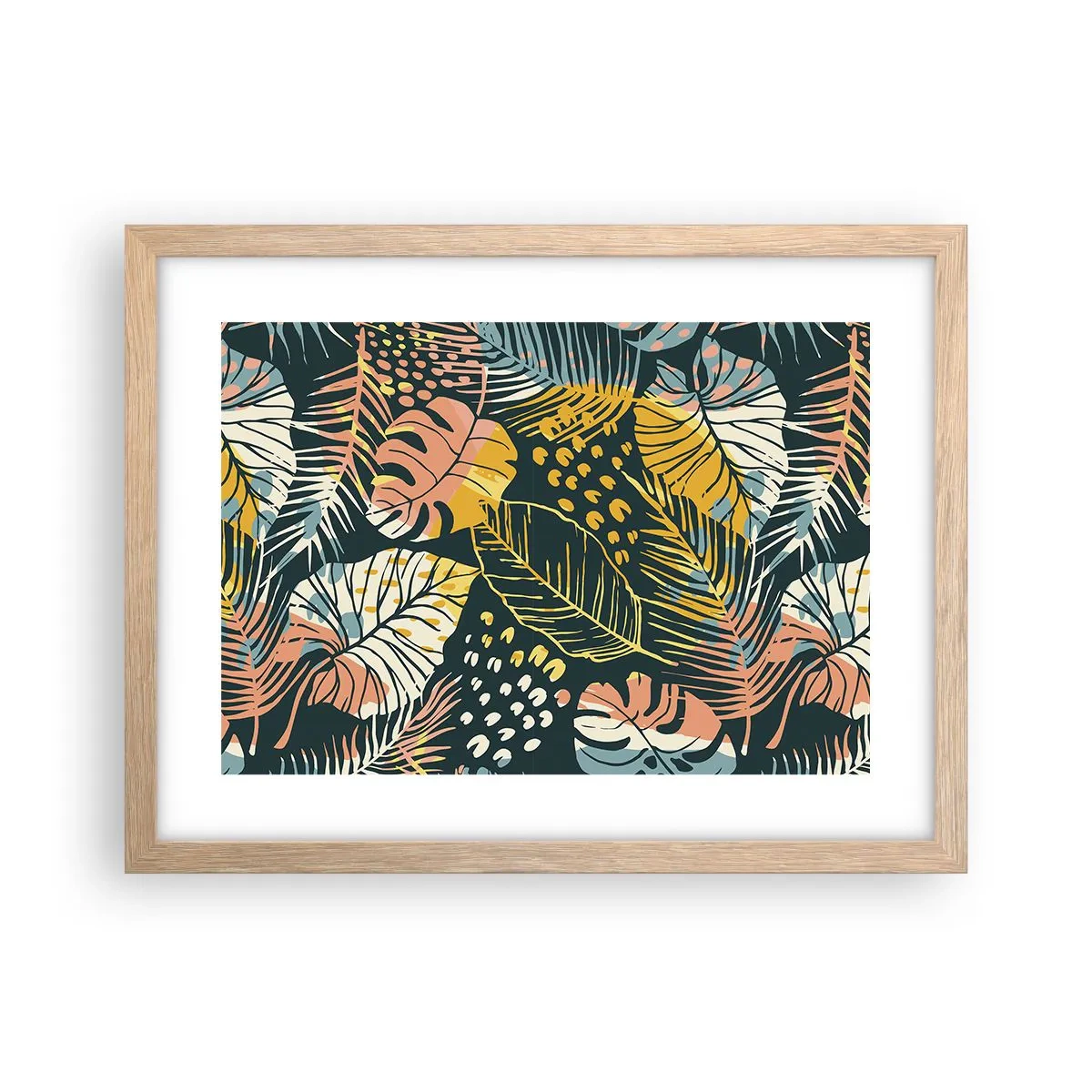 Affiche dans un chêne clair - Poster - Fantaisie feuillue - 40x30 cm