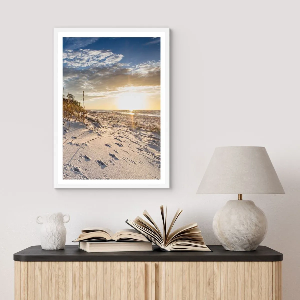 Affiche dans un cadre blanc - Poster - Invitation à la ballade - 40x50 cm