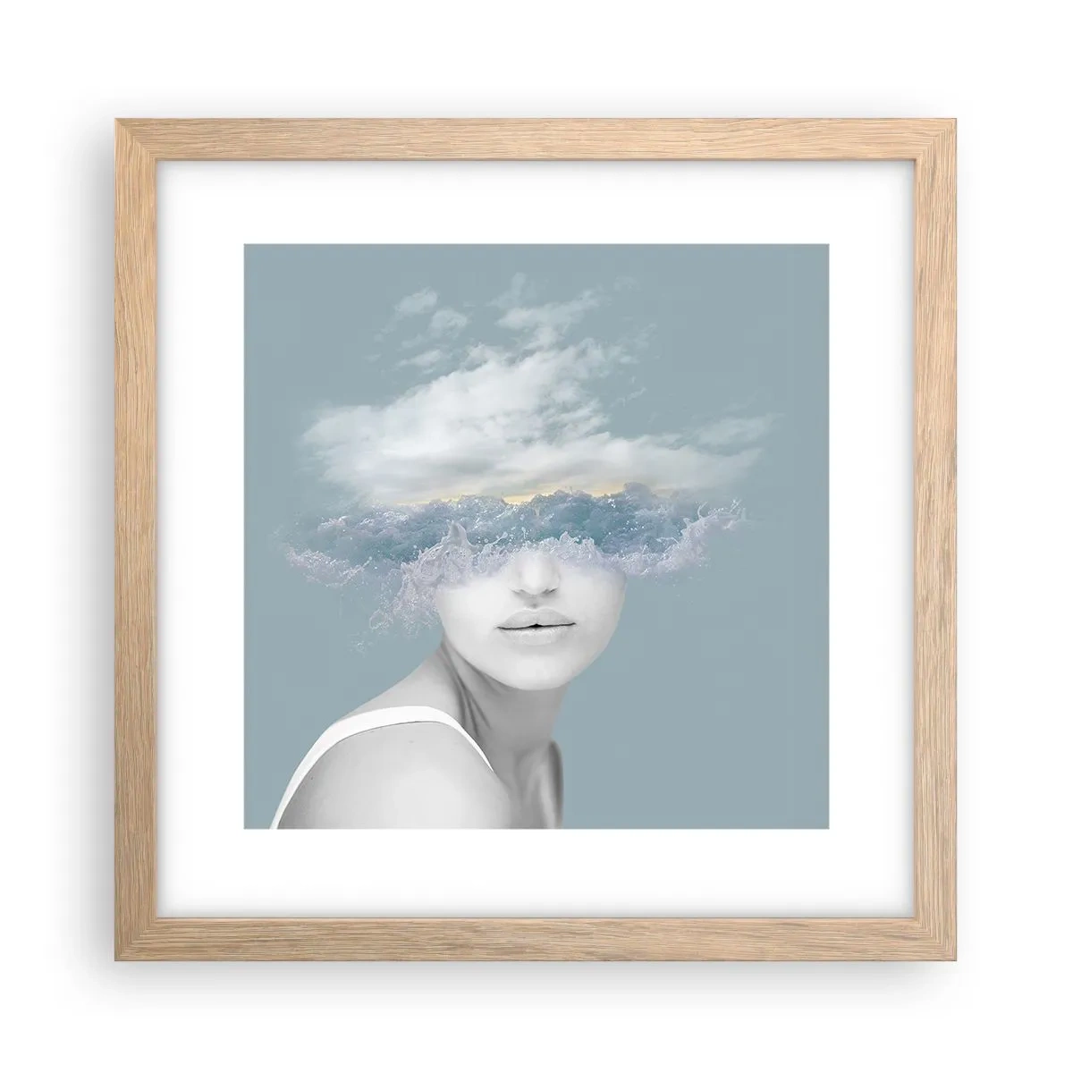 Affiche dans un chêne clair - Poster - La tête dans les nuages - 30x30 cm