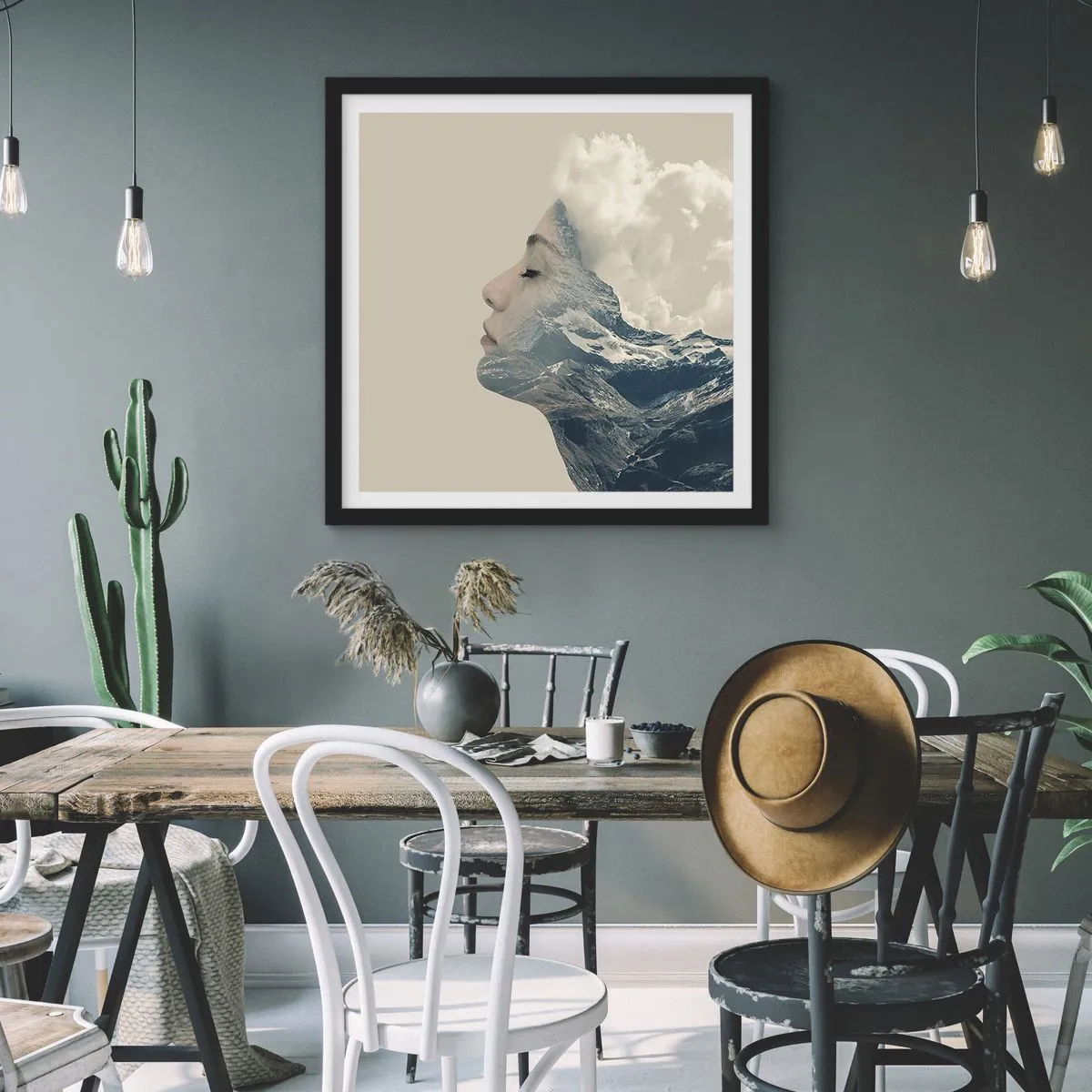 Affiche dans un cadre noir - Poster - La beauté des éléments - 60x60 cm