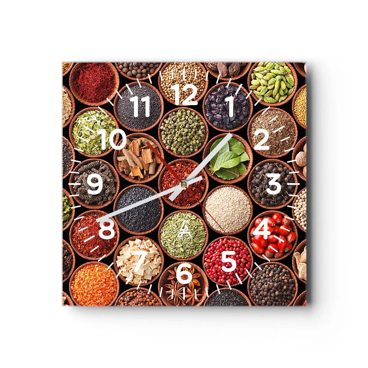 Horloge murale - Pendule murale - Toutes les saveurs du monde - 40x40 cm