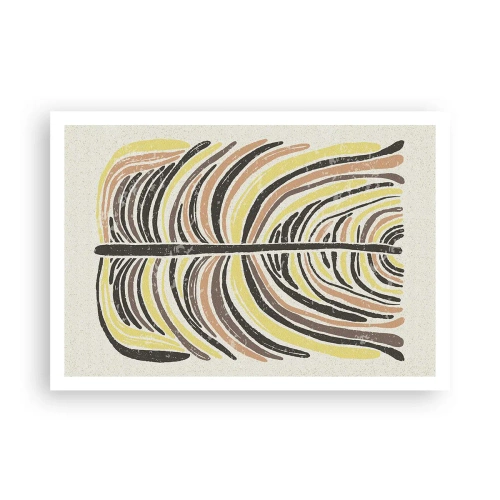Affiche - Poster - Motif de feuille abstrait dans des tons terreux - 100x70cm - Abstraction pleine de vie - Décoration murale moderne pour le salon et la chambre ARTTOR