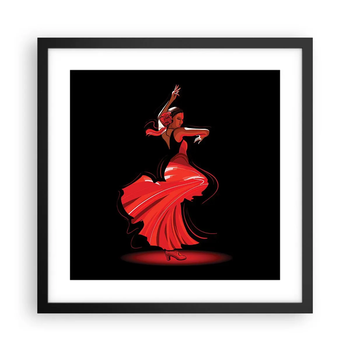 Affiche dans un cadre noir - Poster - L'esprit fougueux du flamenco - 40x40 cm