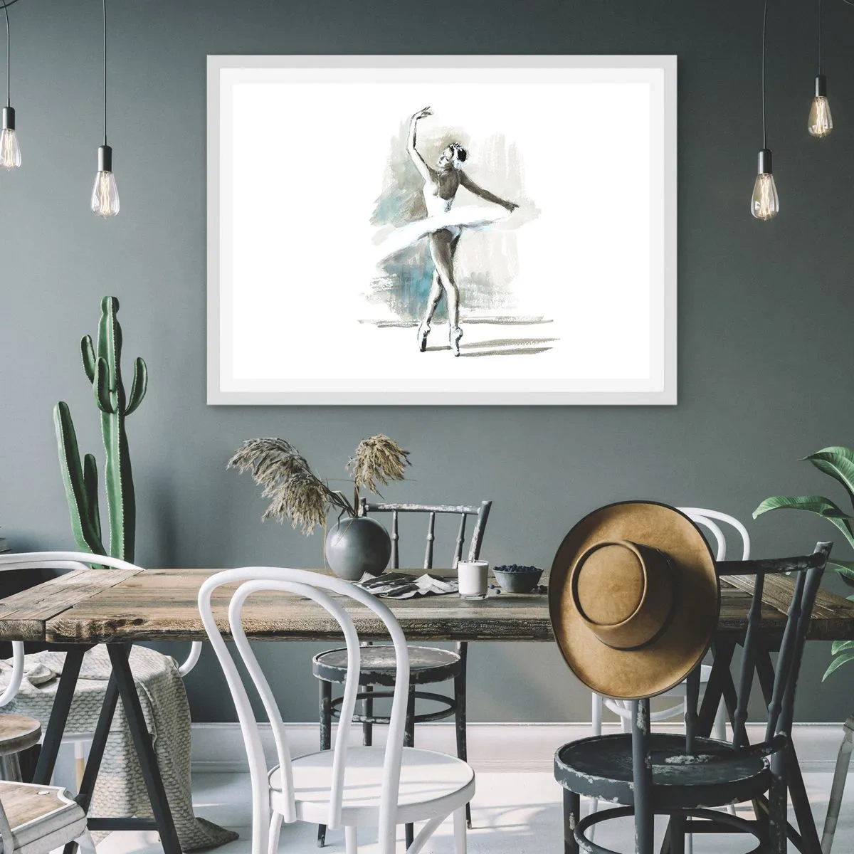 Affiche dans un cadre blanc - Poster - Enchantement du cygne - 91x61 cm