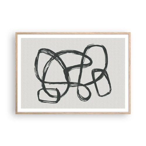 Affiche dans un chêne clair - Poster - Abstraction en boucle - 100x70 cm