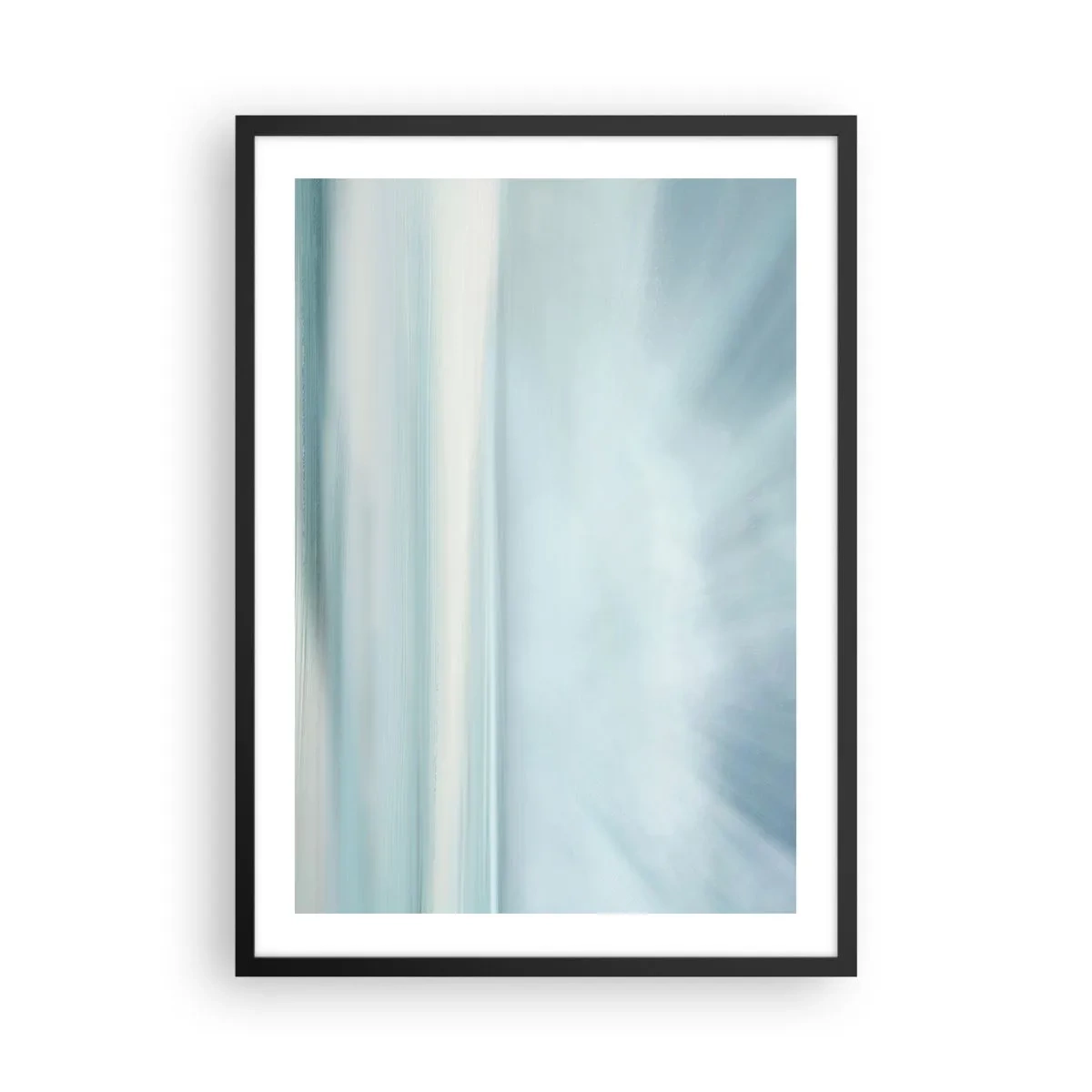Affiche dans un cadre noir - Poster - Abstraction subtile dans les tons de bleu et de blanc - 50x70cm - Paix à l'horizon - Décoration murale moderne pour le salon et la chambre ARTTOR