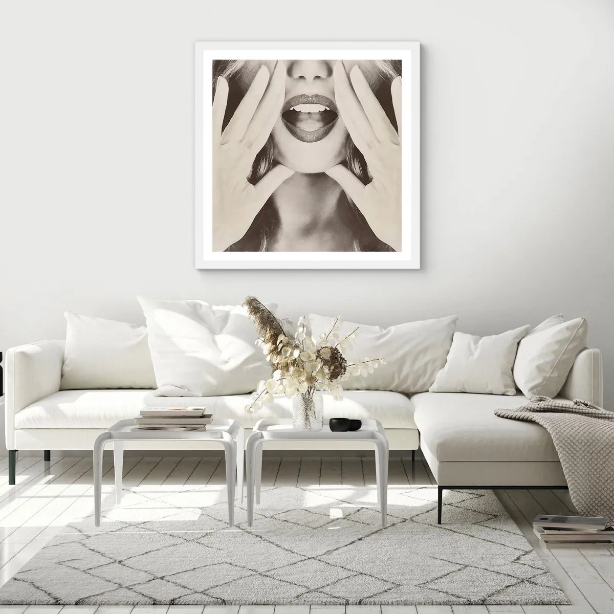 Affiche dans un cadre blanc - Poster - J'arrive! - 60x60 cm