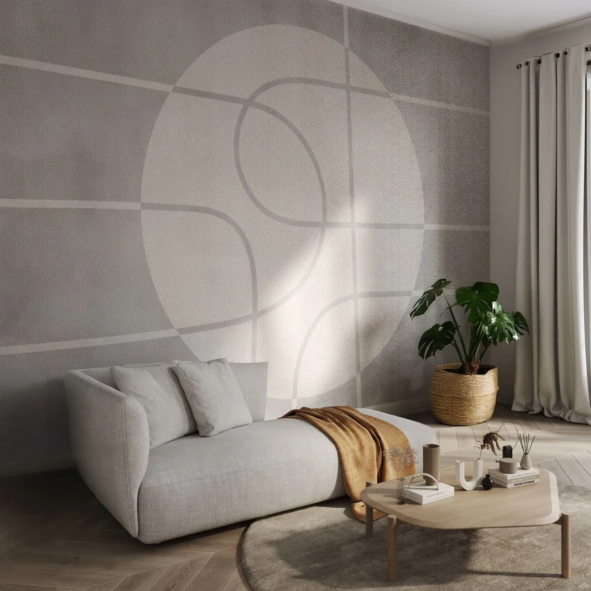 Papier Peint Photo Premium Canvas - Circulaire et tout droit - Brillant, Minimaliste, Roue - 250x175 cm