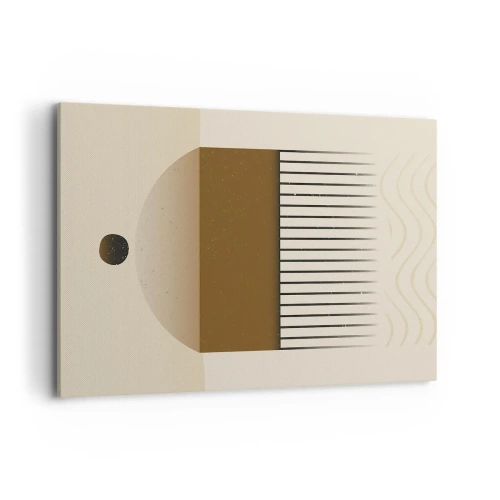 Impression sur toile - Image sur toile - Composition géométrique abstraite dans les tons beige et marron - 120x80cm - Différents états - Décoration murale moderne pour le salon et la chambre ARTTOR