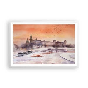 Affiche dans un cadre blanc - Poster - Coucher de soleil royal - 91x61 cm