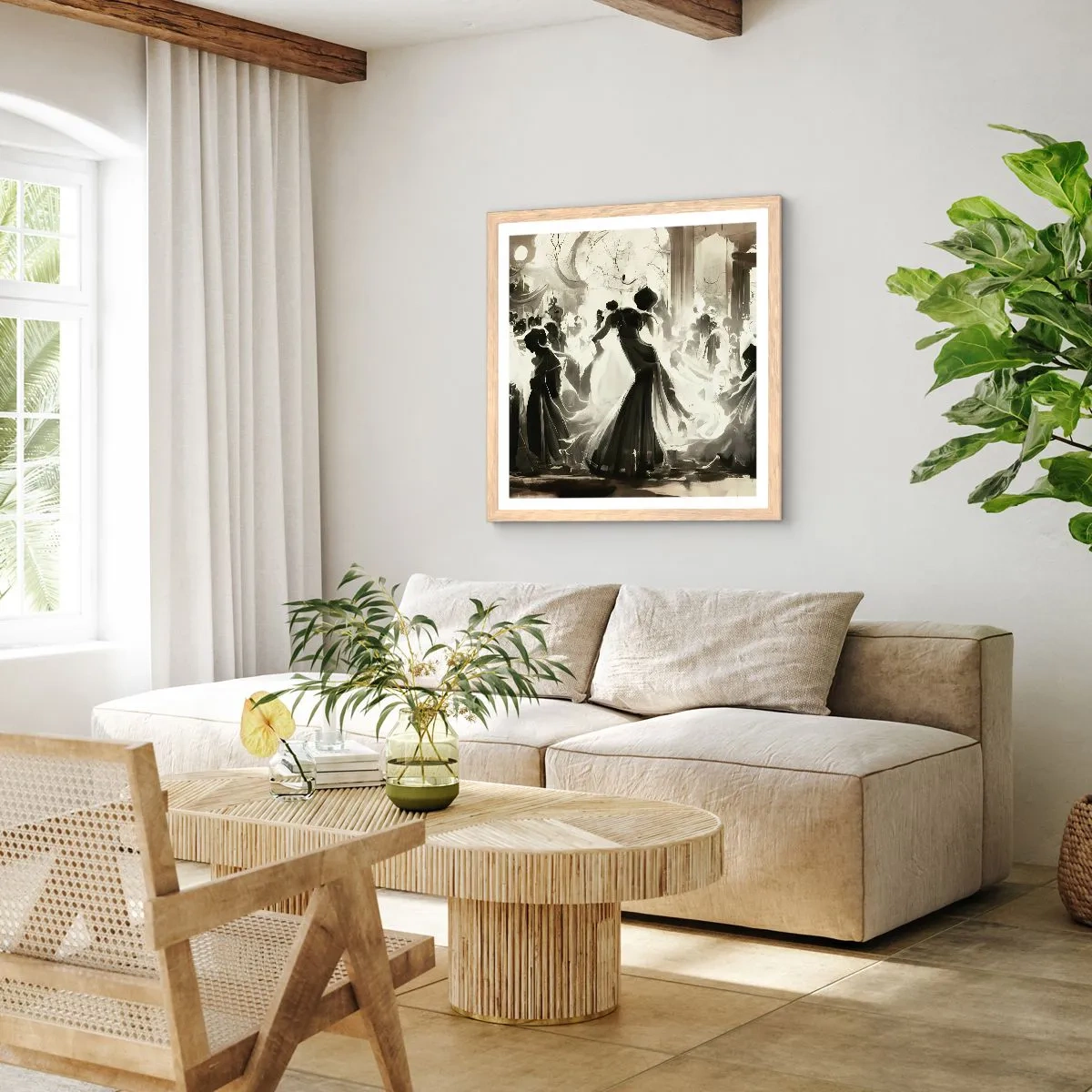 Affiche dans un chêne clair - Poster - La grande mascarade - 50x50 cm