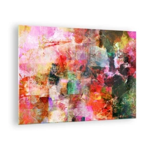 Impression sur verre - Image sur verre - Abstraction colorée aux couleurs intenses - 70x50cm - Un voyage à travers les roses - Décoration murale moderne pour le salon et la chambre ARTTOR