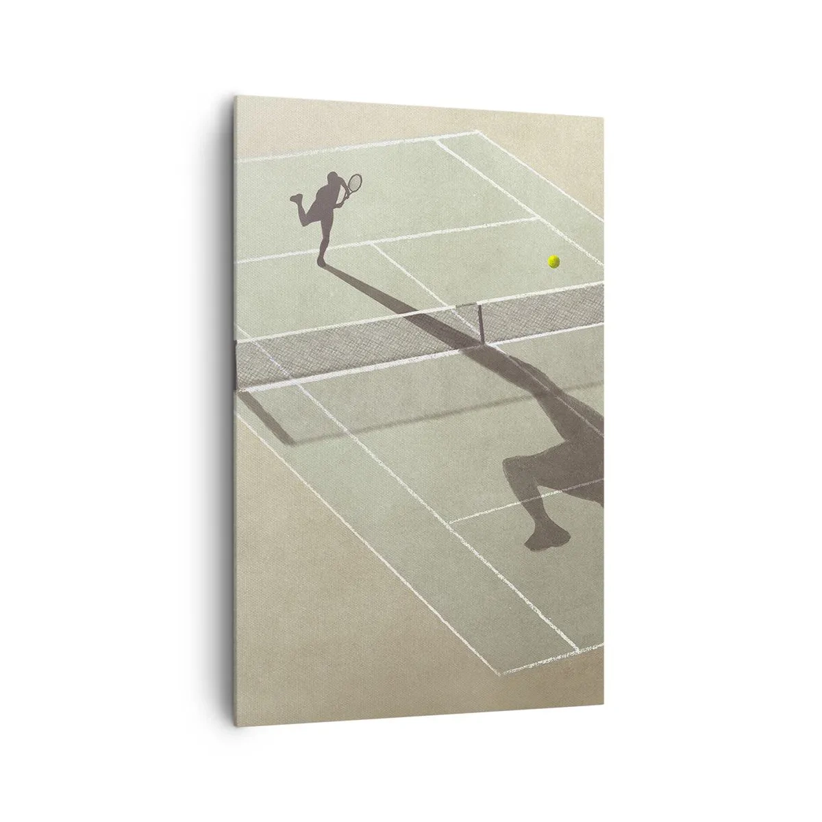 Impression sur toile - Image sur toile - L'ombre d'un joueur de tennis sur le court pendant un match de tennis - 80x120cm - Dépassement de soi - Décoration murale moderne pour le salon et la chambre ARTTOR