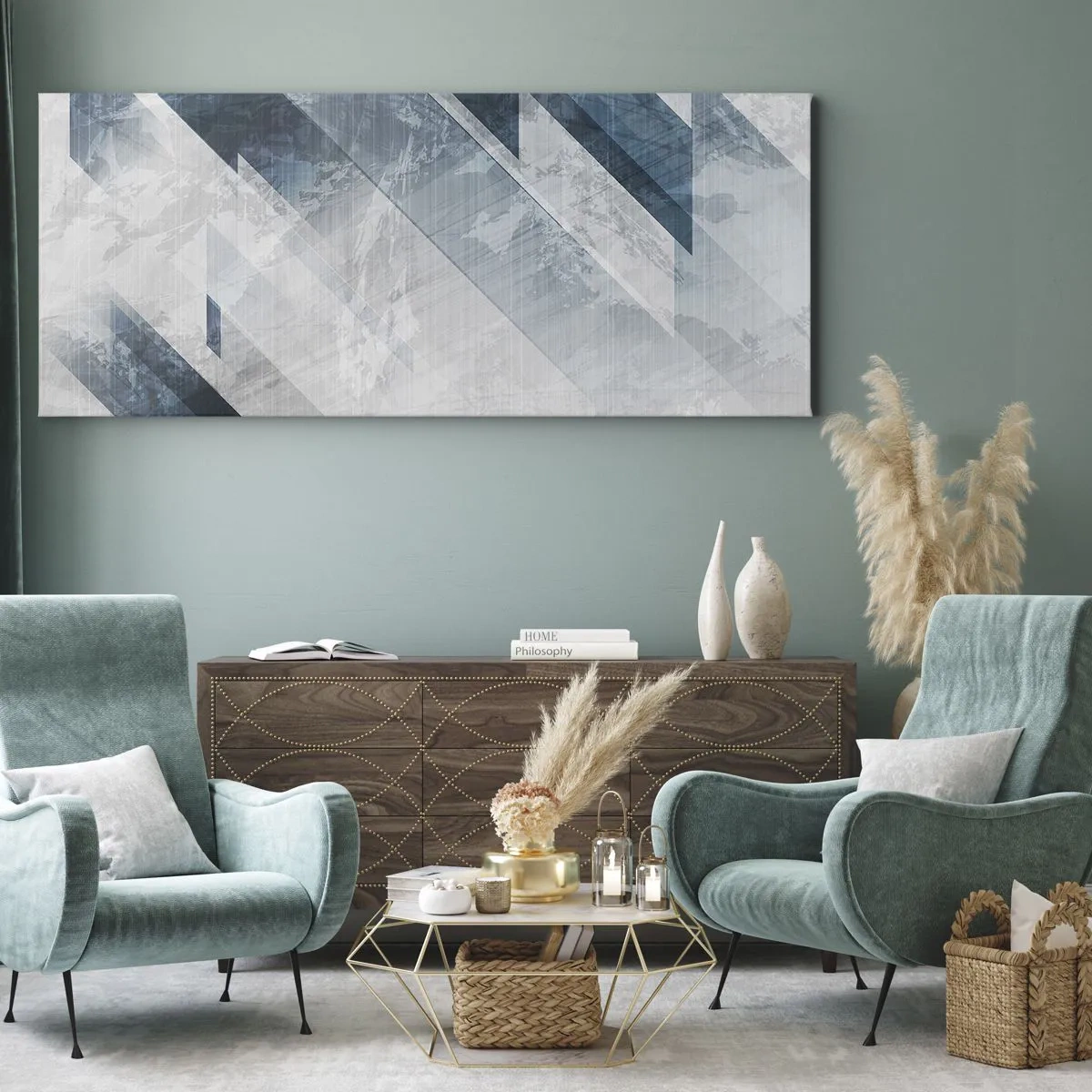 Impression sur toile - Image sur toile - Composition spatiale - mouvement gris - 100x40 cm