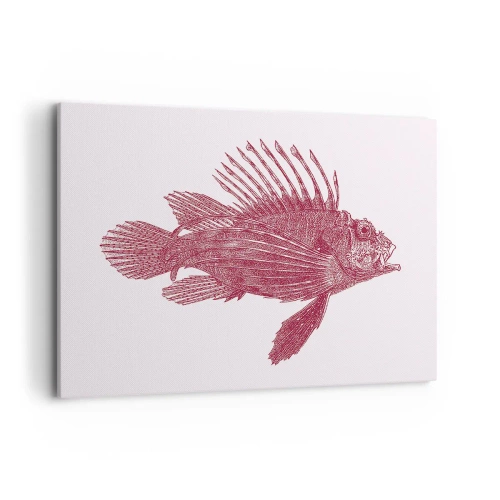 Impression sur toile - Image sur toile - Dessin d'un poisson dans une teinte rouge - 100x70cm - Un habitant des eaux exotiques - Décoration murale moderne pour le salon et la chambre ARTTOR