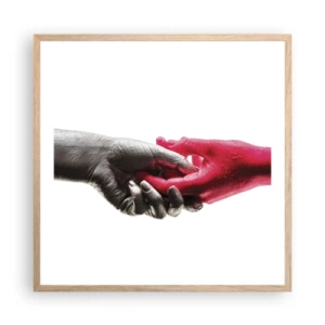 Affiche dans un chêne clair - Poster - Ensemble, bien que différents - 60x60 cm