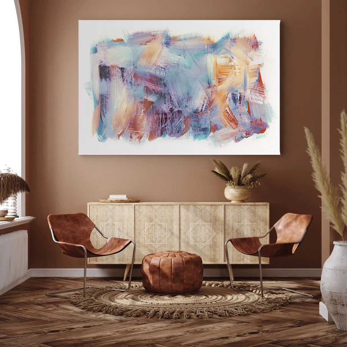 Impression sur toile - Image sur toile - Coups de pinceau colorés dans une composition abstraite - 120x80cm - Un désordre coloré - Décoration murale moderne pour le salon et la chambre ARTTOR