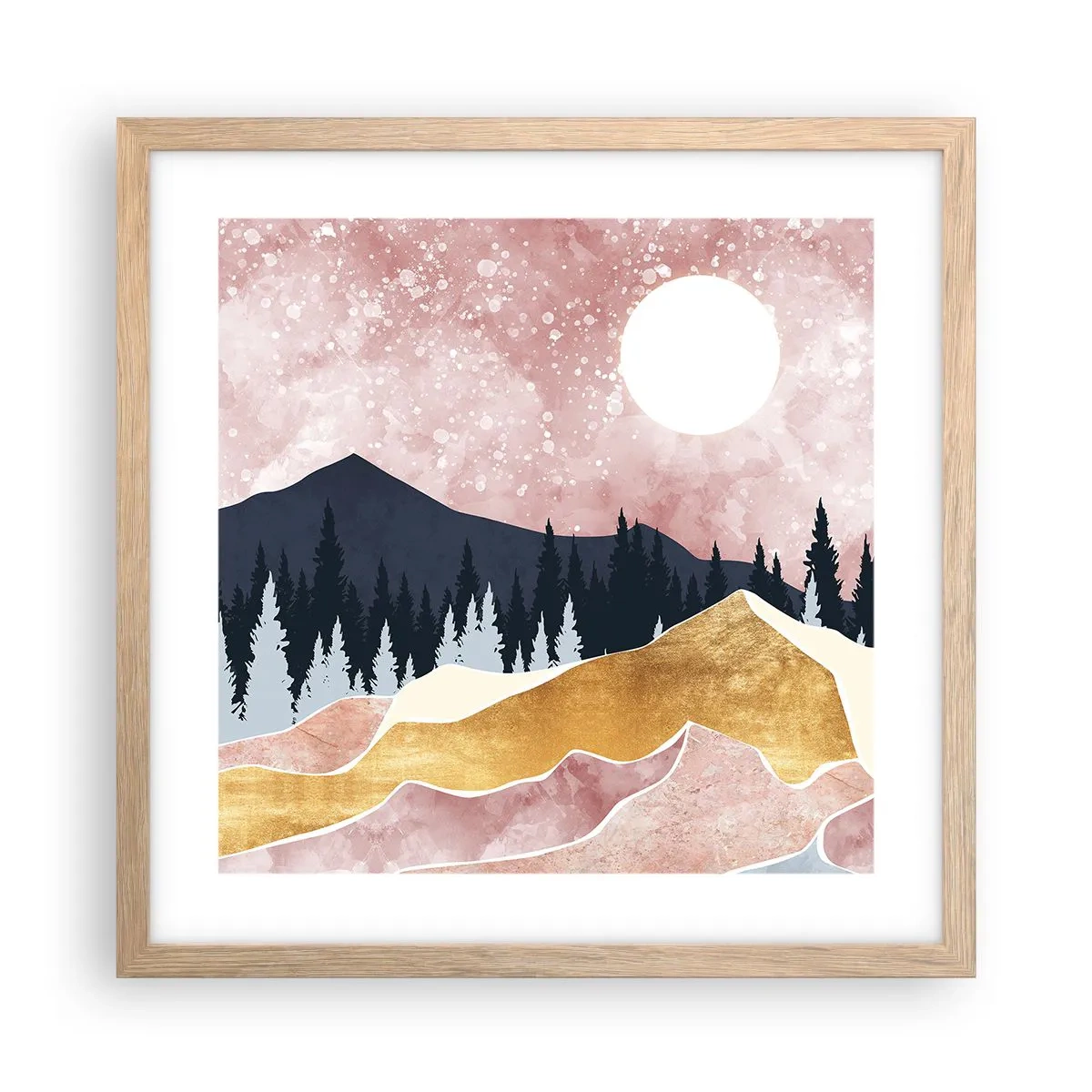 Affiche dans un chêne clair - Poster - Gardien de la nuit - 40x40 cm