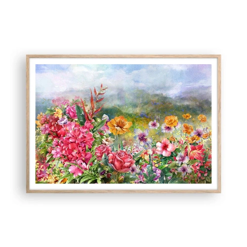 Affiche dans un chêne clair - Poster - Un jardin devenu fou - 100x70 cm