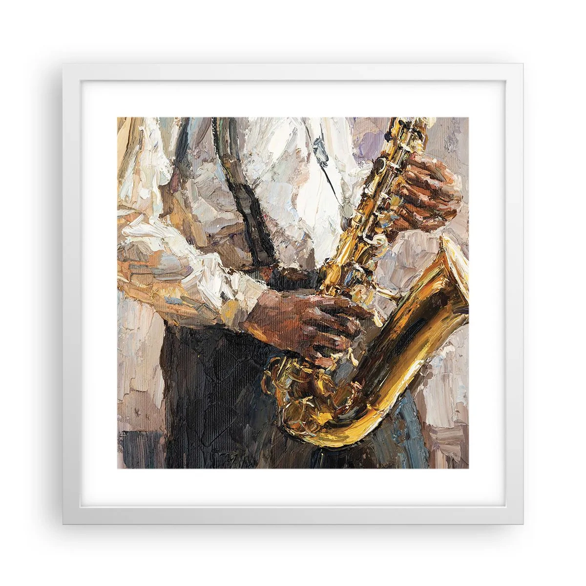 Affiche dans un cadre blanc - Poster - C'est l'heure du solo - 40x40 cm