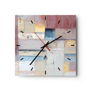 Horloge murale - Pendule murale - Composition géométrique aux couleurs pastel - 30x30cm - Le calme de la géométrie - Décoration murale moderne pour le salon et la chambre ARTTOR