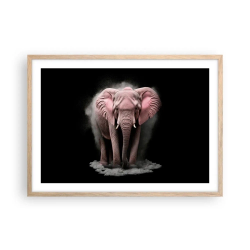 Affiche dans un chêne clair - Poster - Ne pensez pas à un éléphant rose ! - 70x50 cm