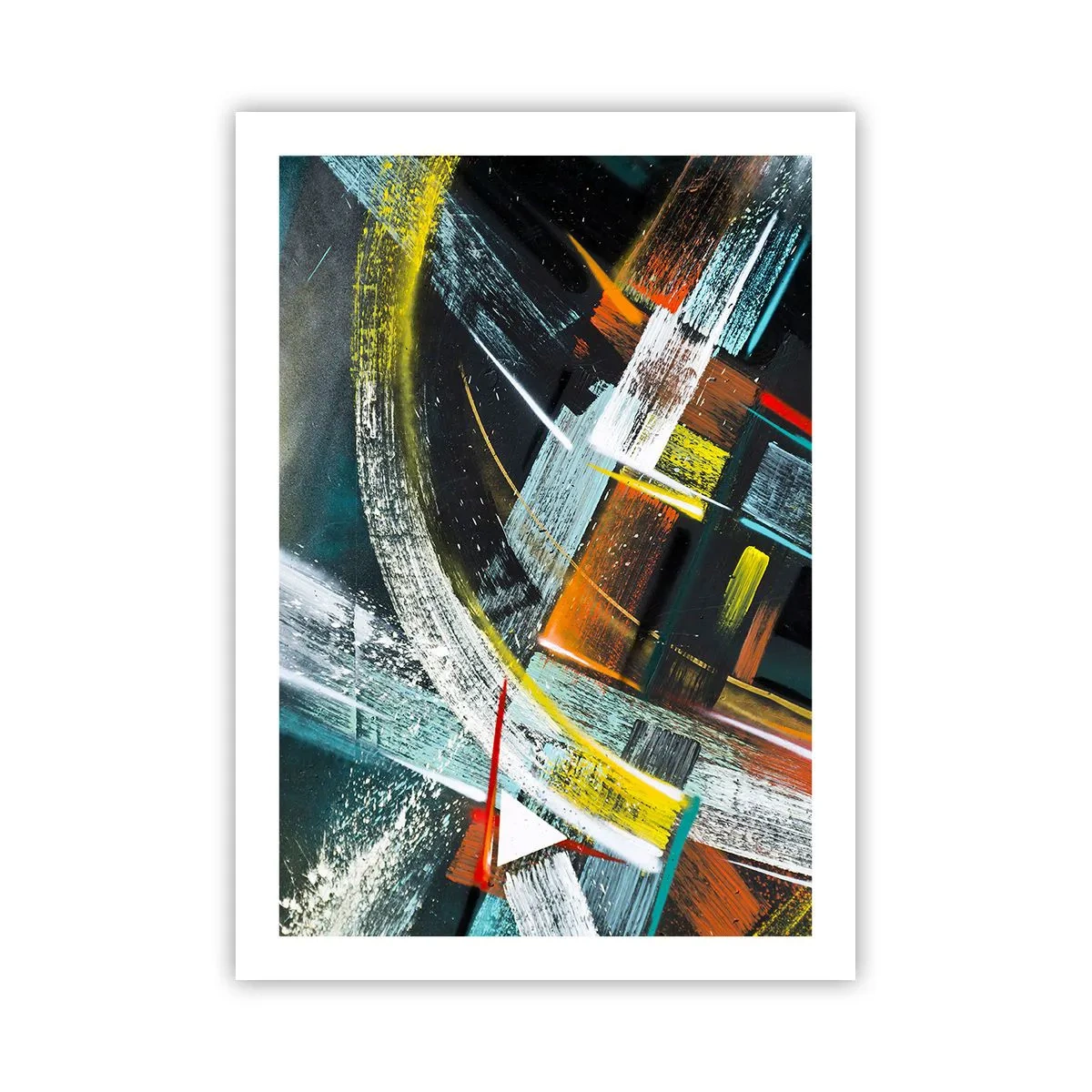 Affiche - Poster - Abstraction aux couleurs intenses avec des formes géométriques - 50x70cm - L'énergie du mouvement - Décoration murale moderne pour le salon et la chambre ARTTOR