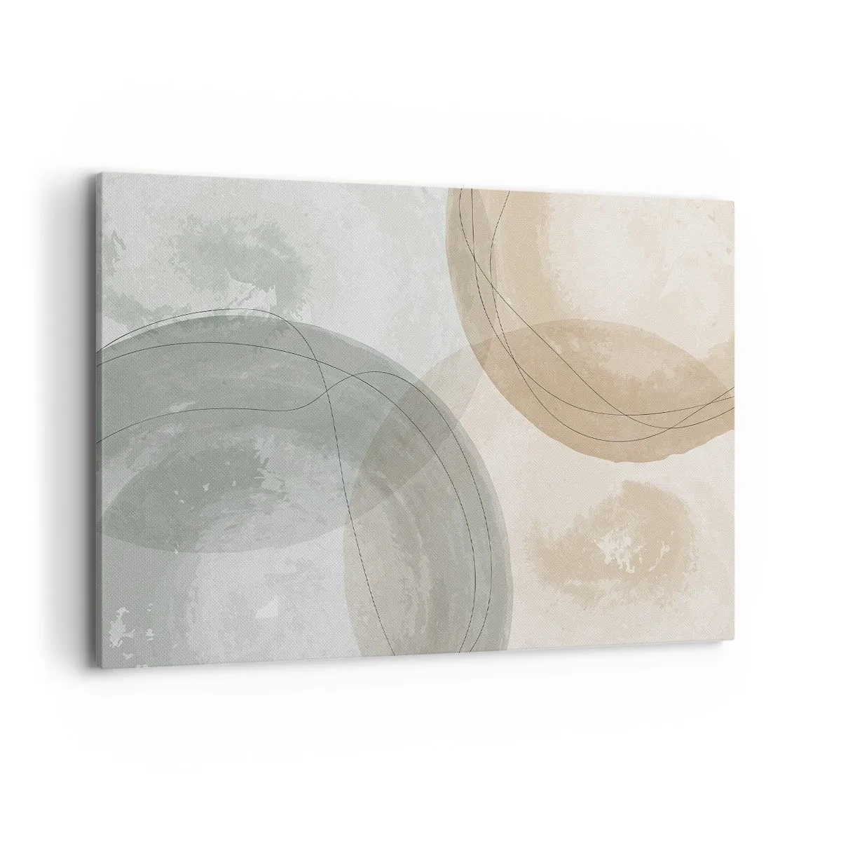 Impression sur toile - Image sur toile - Composition abstraite aux couleurs pastel avec des lignes - 120x80cm - Mondes pénétrants - Décoration murale moderne pour le salon et la chambre ARTTOR