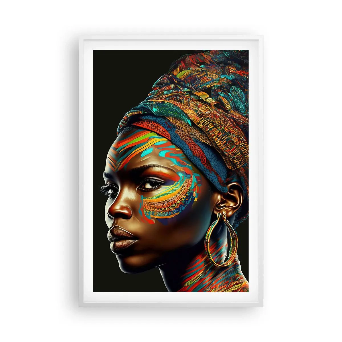 Affiche dans un cadre blanc - Poster - reine africaine - 61x91 cm