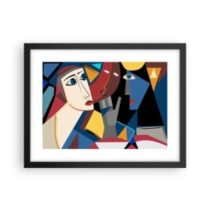 Affiche dans un cadre noir - Poster - Une conversation entre cubistes - 40x30 cm